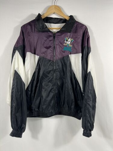 Vintage 90s Disney Anaheim Mighty Ducks Full Zip Windbreaker Jacket Size XL - Picture 1 of 15