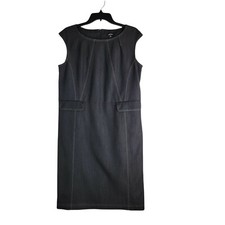 Premise Sleeveless Knee Length Shift Dress Sz14 Flaps Detail Back Vent Charcoal