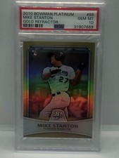 Mike Stanton 2010 Bowman Platinum Gold Refractor #/539 PSA 10
