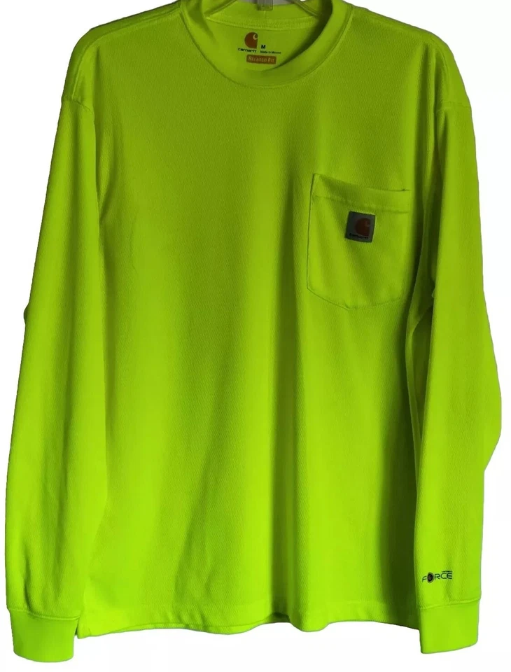Camisa Carhartt Force Para Hombres Talla M Manga Larga Seguridad Florente Ropa de Trabajo AMARILLA Foto 2 de 4
