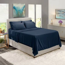 Nestl TwinXL 4 Piece Sheet Set 21" Extra Deep Pocket Navy Blue