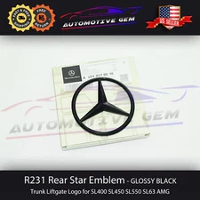 R231 SL63 AMG Trunk Star Emblem GLOSS BLACK Rear Logo Badge SL450 SL550