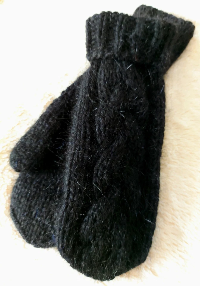 Hand knitted Angora Mitten's, Knitted wool Mittens, Angora Fluffy women Mitten's - Bild 2 von 4