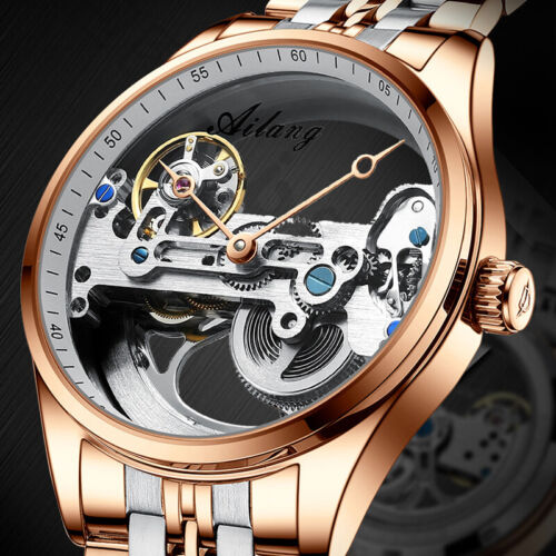 AILANG Men Watch Double-sided Hollow Automatic Mechanical Wristwatch Waterproof - Picture 3 of 30