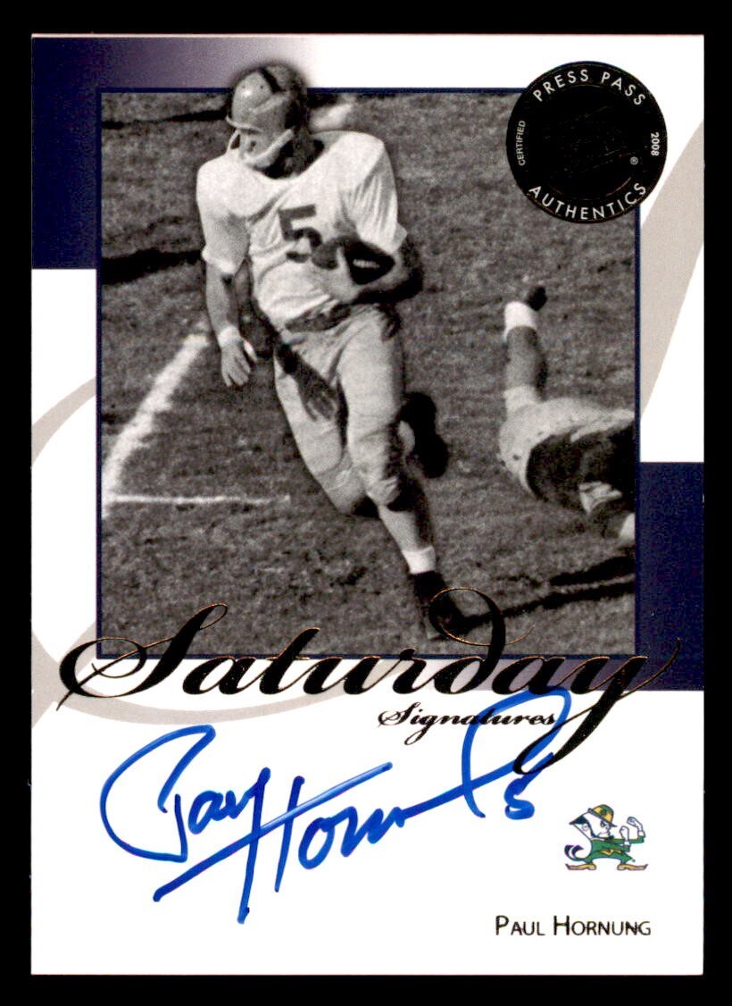 2008 Press Pass Saturday Signatures Football #SS-PH Paul Hornung Autographed Signed Auto 