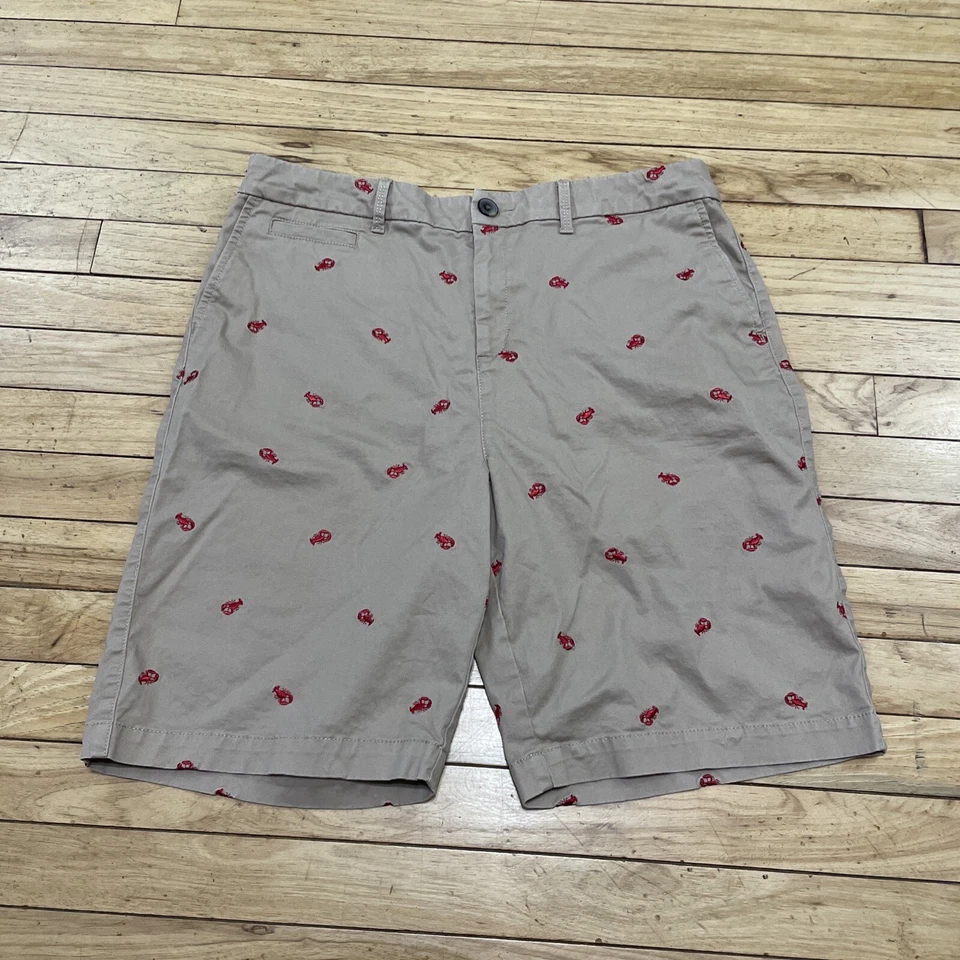 CROFT & LOAN шорты женщин 14 омаров печать эластичной желтовато-коричневый красный стежок Y2k Бермуды - Изображение 3 из 4