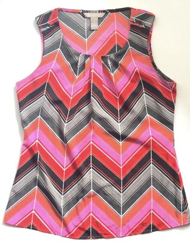 Banana Republic Womens Top Sleeveless Blouse Pleated Neckline Size S
