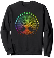Tree Of Life Phases Of The Moon Yoga Lover Gift Unisex Crewneck Sweatshirt