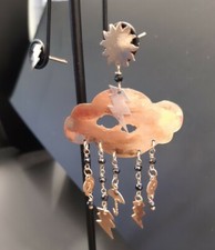 ORECCHINI PENDENTI ARGENTO 925 LAMINATO ORO ROSA, TEMPORALE MARY POPPINS