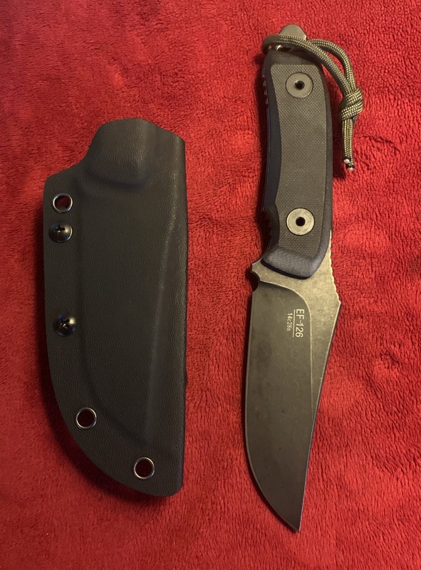 EAFENGROW EF-126 Fixed Stonewashed Blade Knife G10 Handle With Sheath  Unused