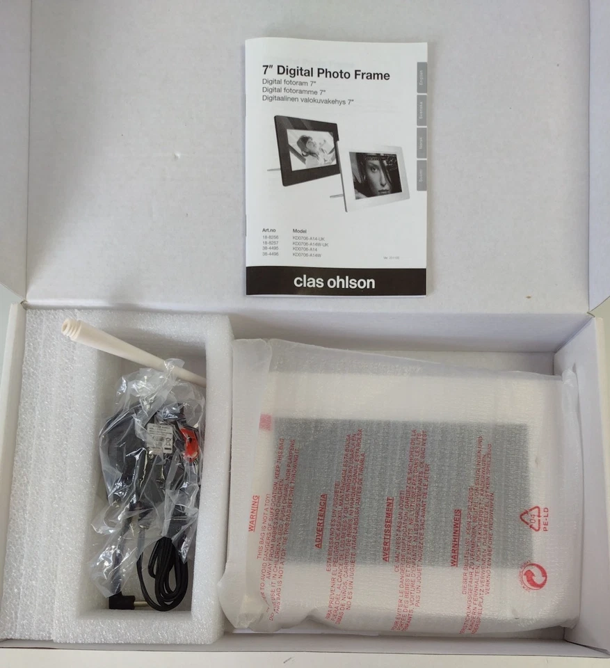 Clas Ohlson 7" White Digital Photo Frame High Resolution 16:9 USB/SD/SDHC/MMC - Image 2 of 4