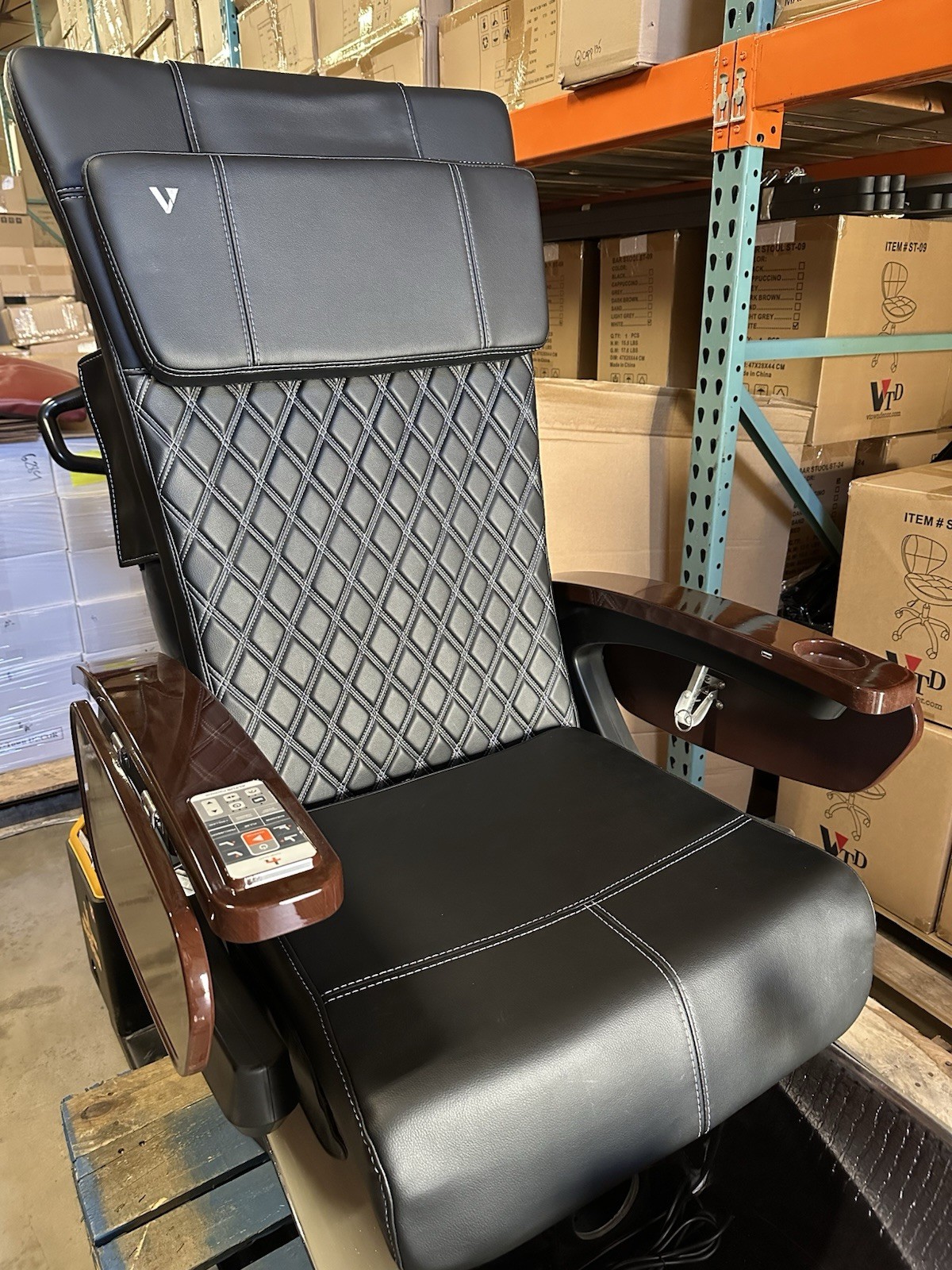 Display Pedicure Spa Chair Nail Salon Full Function Massage HT Black And Grey