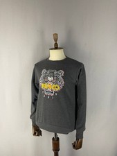 Sudadera Kenzo Para Hombres Dragón Tigre Talla L Gris Algodón Cuello Redondo Manga Larga