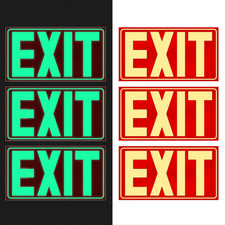 EXIT Signs Glow in the Dark / 3 Pack 12X7 Inch/Laminated for UV, Weather  Fade