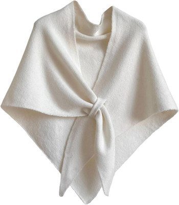 Pashmina Shawl Wraps for Women Knitted Shawls Scarf Solid Color One Size White
