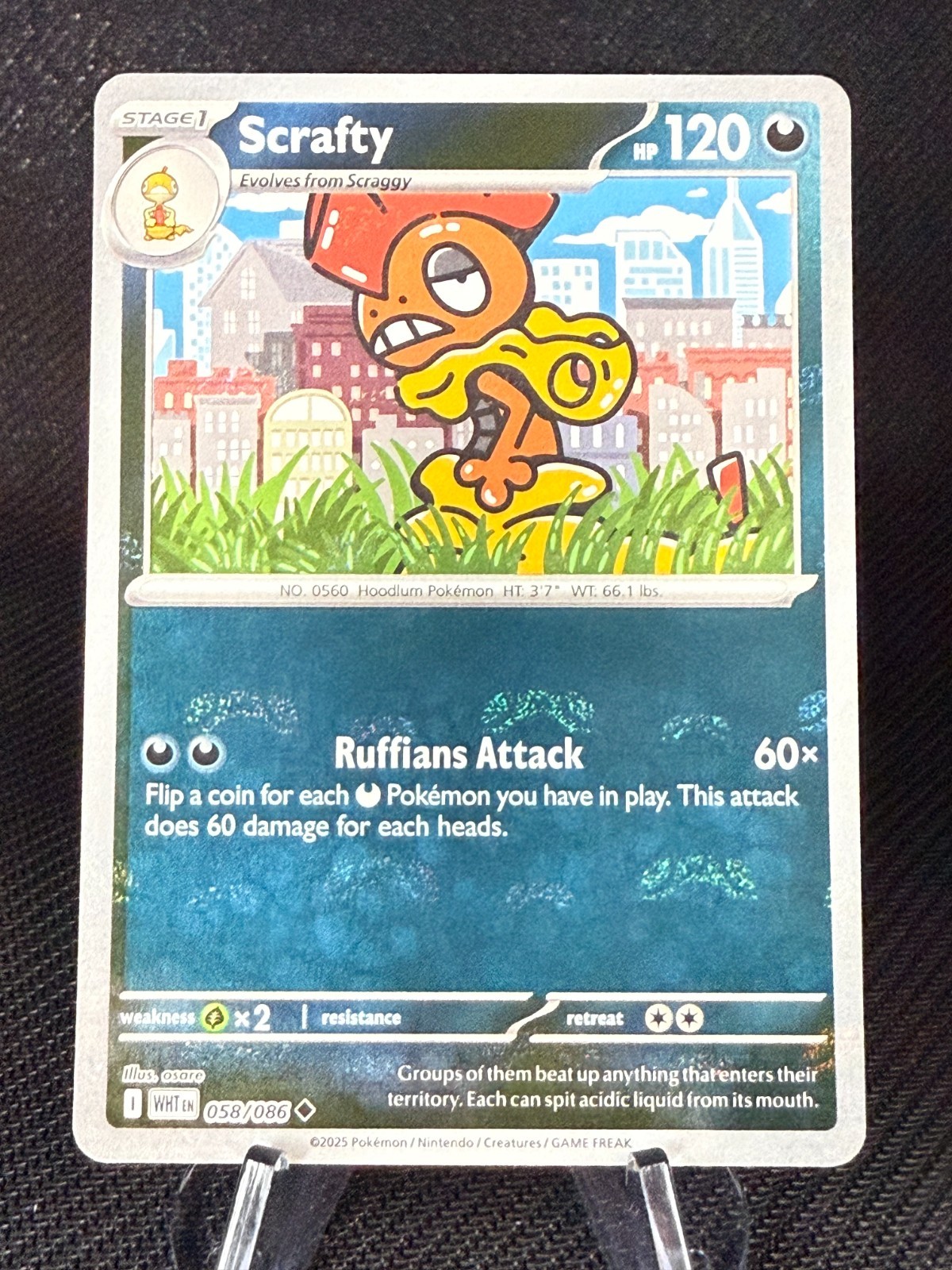 Scrafty (Master Ball Pattern) 058/086 Sv: White Flare Holo NM