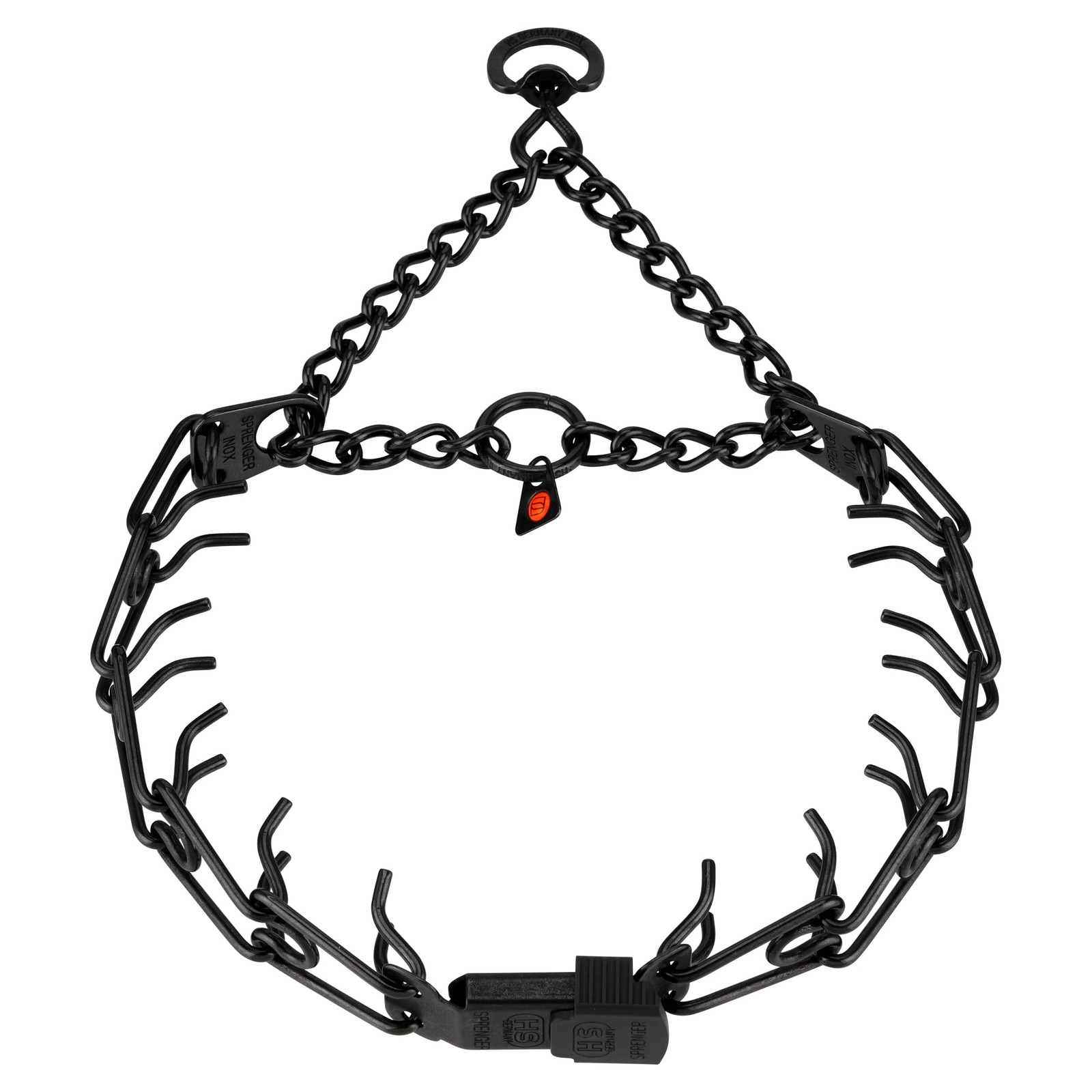 Black Stainless Steel Dog Collar with Centered Quick Release ClicLock Buckle ...