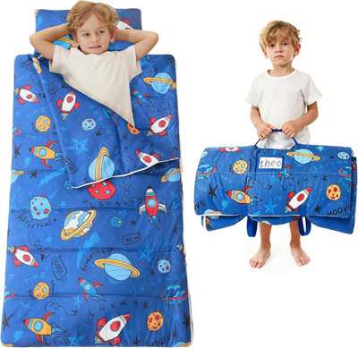 Toddler Nap Mat for Preschool 50''x30'' Sleeping Mat with Removable Pillow and M