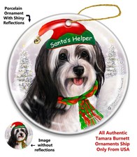 Tibetan Terrier Santa's Helper Holiday Ornament