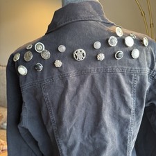 Women's Black Jacket Decorative Buttons Long Sleeve Button Closure Short