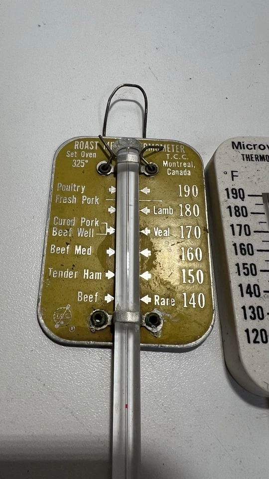 Lote de 4 Termómetros de Vidrio Vintage - Caramelo, Carne, Horno, Microondas, Cera Foto 2 de 4