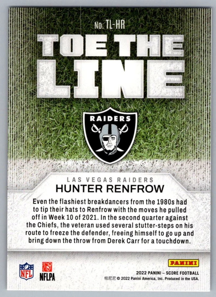 2022 Score Toe the Line Hunter Renfrow Las Vegas Raiders #TL-HR - Image 2 of 2