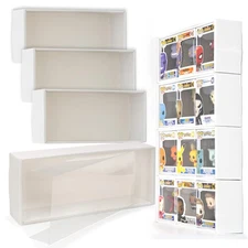 Display Case Compatible with Funko Pop Boxes, Stackable 4 Single Row, with Tr...