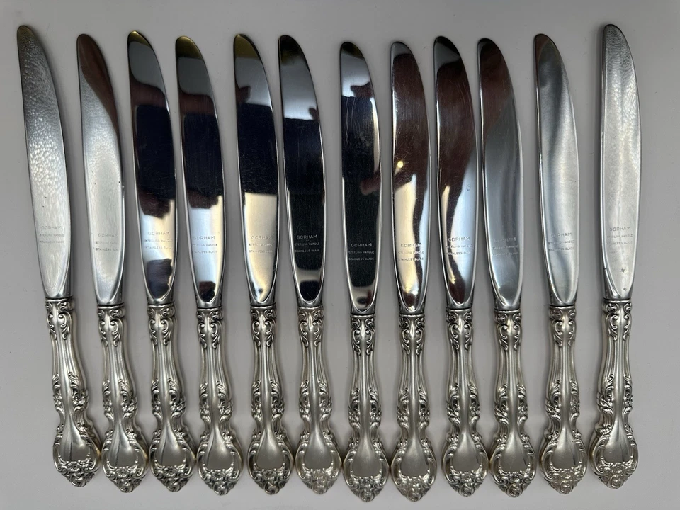 Cuchillo Melrose by Gorham tamaño cena esterlina-francés-8 1/2" JUEGO DE 12 sin mono. Foto 2 de 4