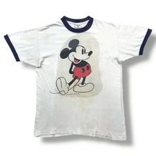 Vintage 70s Disney Mickey Mouse Ringer T-Shirt Men’s Size Medium USA Made Cotton