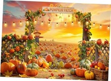 7x5FT Fall Pumpkin Patch Backdrop Fall Farm Harvest Background Autumn 7x5ft
