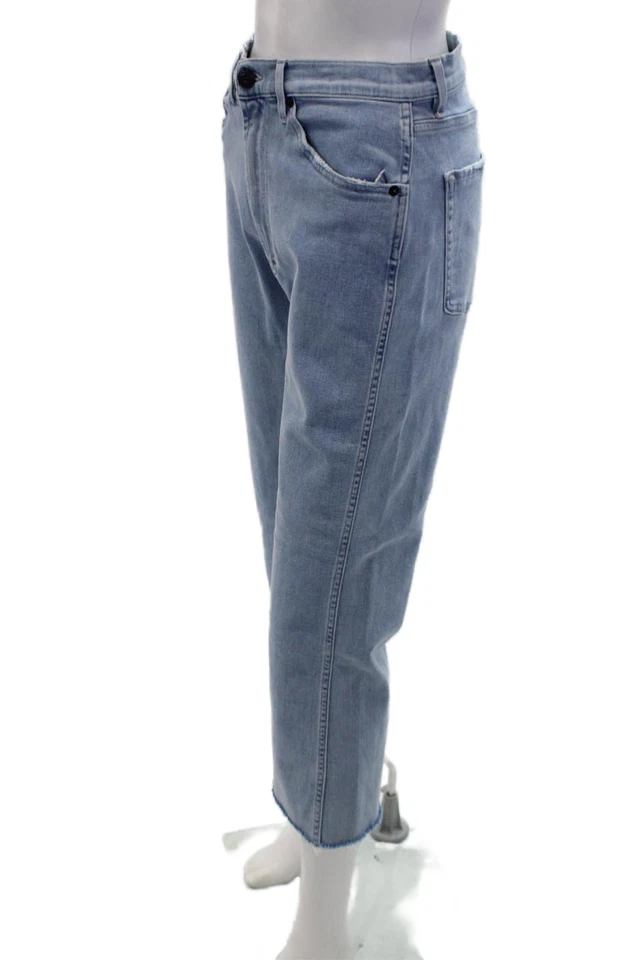 3x1 NYC Womens Cotton Distressed Detail Wide Leg Denim Capris Blue Size 28 - Image 2 of 4