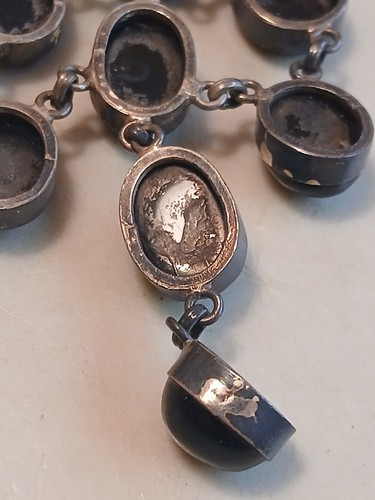 FABULOUS VINTAGE STERLING BLACK ONYX BIB RUNWAY STYLE NECKLACE MOURNING GOTH? - Picture 8 of 10