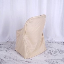 6 Beige Polyester FOLDING CHAIR COVERS Wedding Banquet Reception Decorations