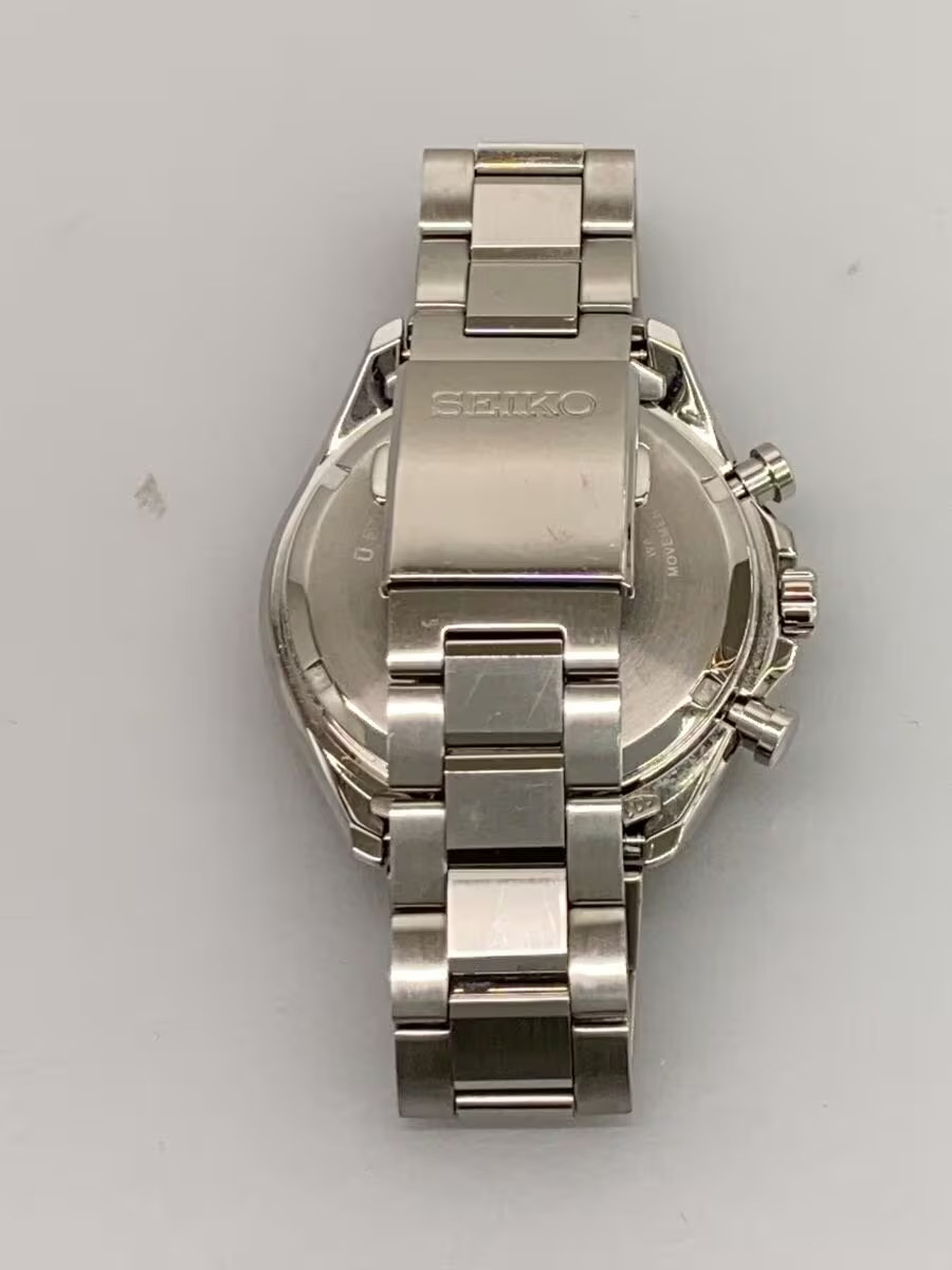 Seiko Chronograph V175-0FA0 Date Stainless Steel Blk Slv 10Bar