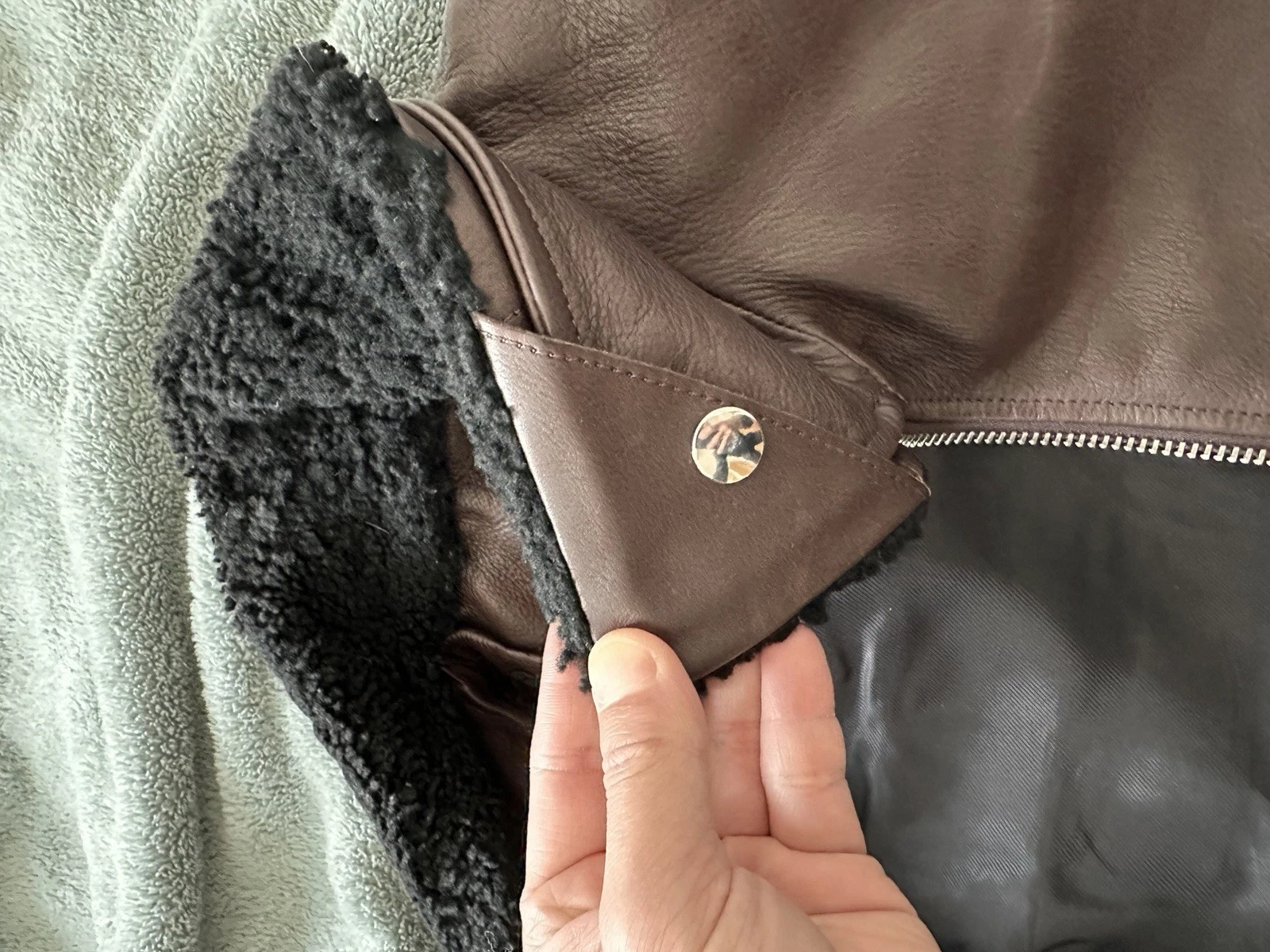 Acne Studios ABEL PWWF Leather Shearling Bomber Jacket Brown Men’s 46/small image 5