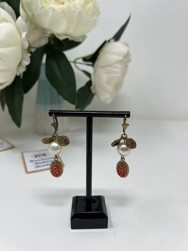 Handmade Orange Color Dangle Earrings