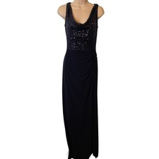 Lauren Ralph Lauren Evening Dress size 4 Blue Sequin Cowl Neck Formal Wedding