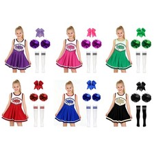 Girls Outfit Sports Costume With Flower Balls Cheer Leader Skirt Dress Up Set