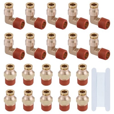 1/4'' DOT Quick Push to Connect Fittings Brass Male Straight and 90 Degree Elb...