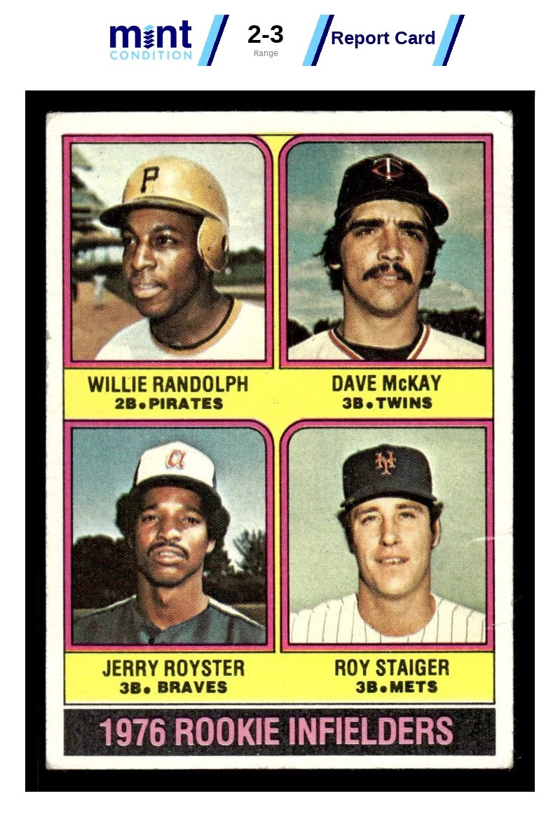 1976 TOPPS WILLIE RANDOLPH 592 VG RC JERRY ROYSTER MCG 3 BASEBALL
