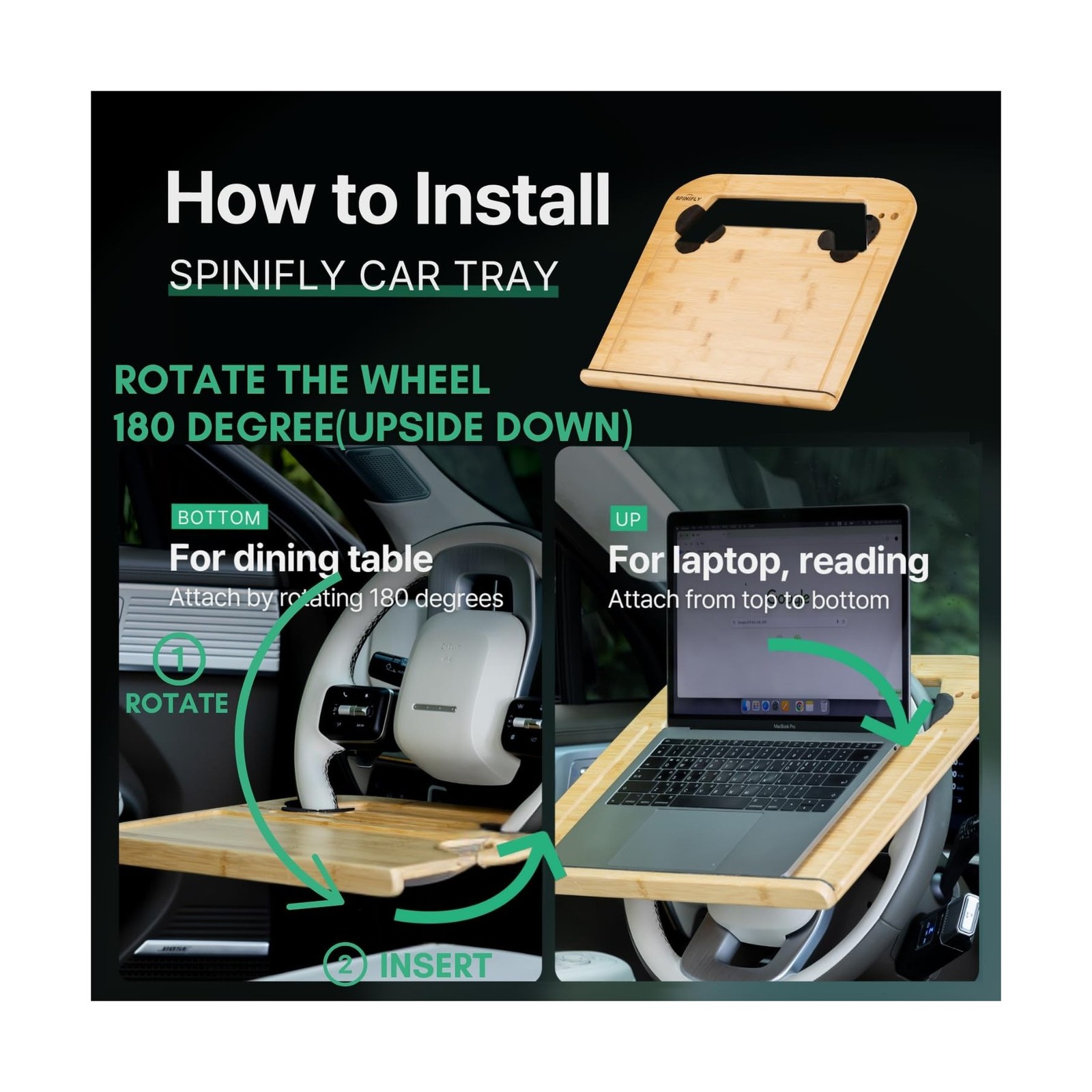 2 in 1 Steering Wheel Tray – Car Tray & Food Table – Car Essentials  thumbnail 3