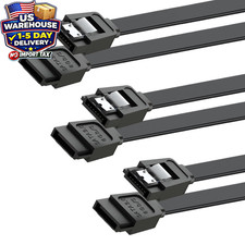 SATA III Data Cable 3 Pack 6Gbps 15 Inch Straight Angle SSD HDD CD Drive Cable