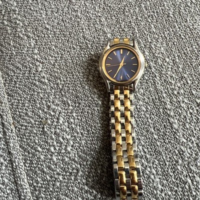 Seiko Women's Watch Stainless  Steel Case and Band Blue Face Two Toned Vintage