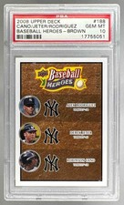 Alex Rodriguez Derek Jeter Cano 2008 Upper Deck Heroes #188 Brown 143/149 PSA 10