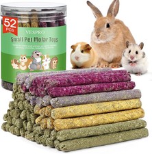 52Pcs Rabbit Chew Sticks, Guinea Pig Toys, Natural Timothy Grass Molar Teeth Sti
