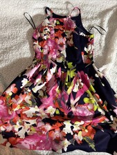 Vince Camuto womens navy blue, pink and green floral sleeveless dress size 8