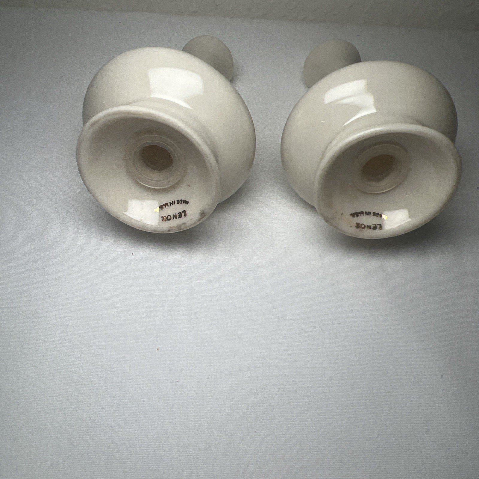 Vintage Lenox Regency 4" Salt & Pepper Shakers Set Ivory Color Platinum Trim EUC thumbnail 4