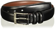 Men's Leather Belt with Stitched Edges and Antique Silver Buckle Available i...