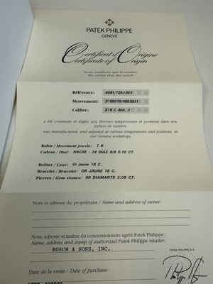 Authentic Patek Philippe Neptune 4881 /120J Certificate