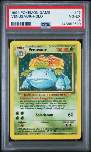 1999 POKEMON BASE SET UNLIMITED #15 VENUSAUR-HOLO PSA 4